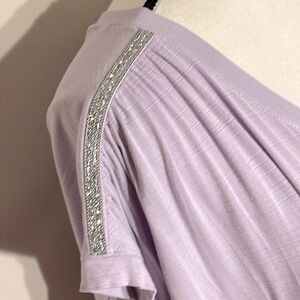NWOT Lilac Rhinestone Shoulder Top Sz L